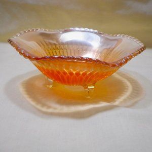 Vintage ~~~ Marigold CARNIVAL DISH ~~~  3 Legs / Beaded Edge